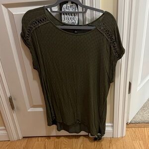 Dark Olive Short Sleeve Women's Top